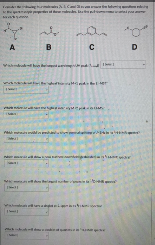 Solved Consider The Following Four Molecules (A, B, C And D) | Chegg.com