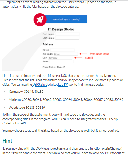 2. Implement an event binding so that when the user | Chegg.com