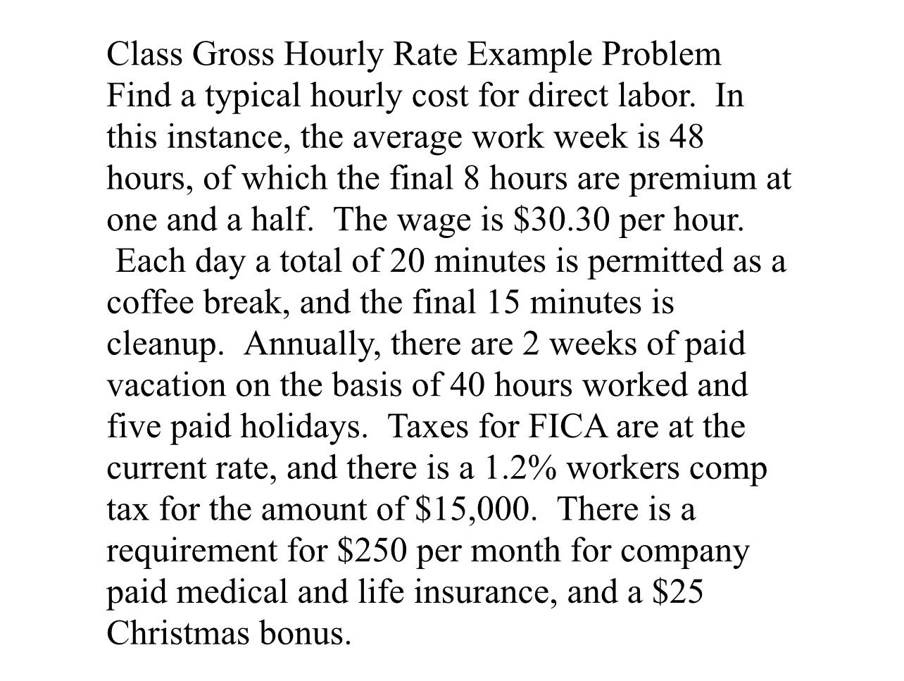 Solved Class Gross Hourly Rate Example Problem Find a | Chegg.com