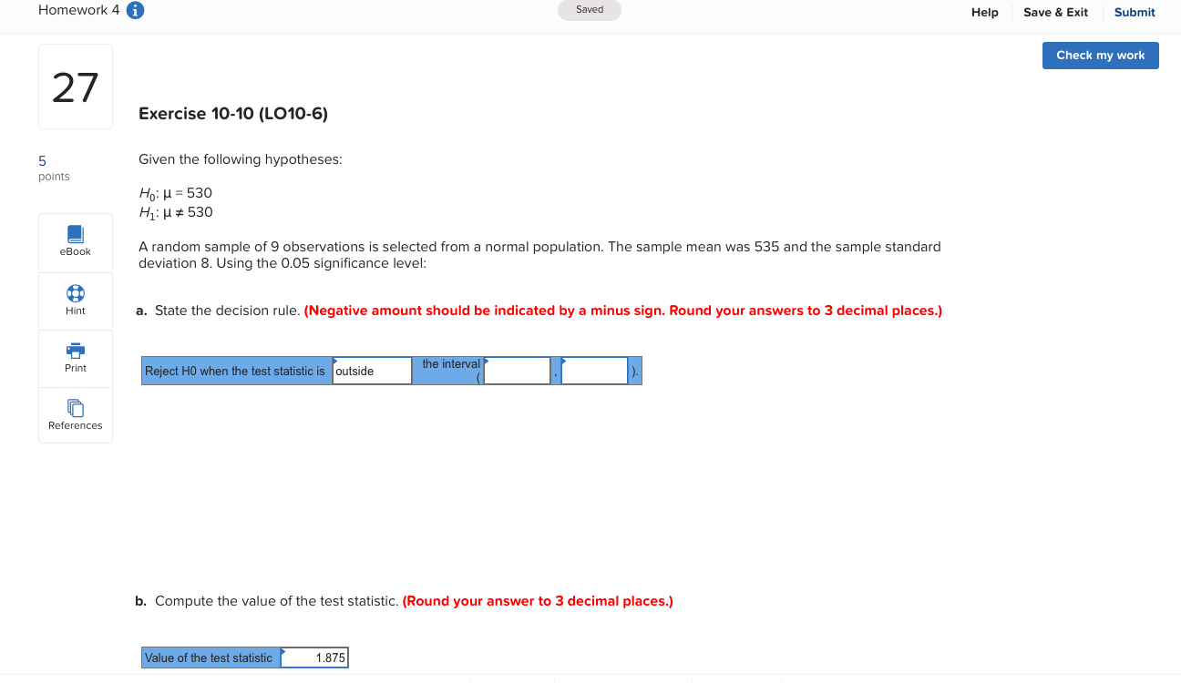 Solved Homework 4 i Saved Help Save & Exit Submit Check my | Chegg.com