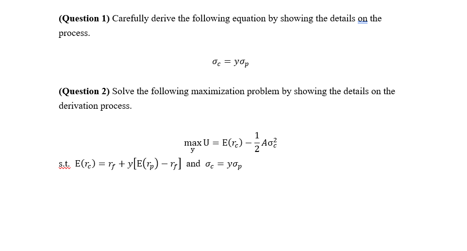 Solved (Question 1) Carefully derive the following equation | Chegg.com