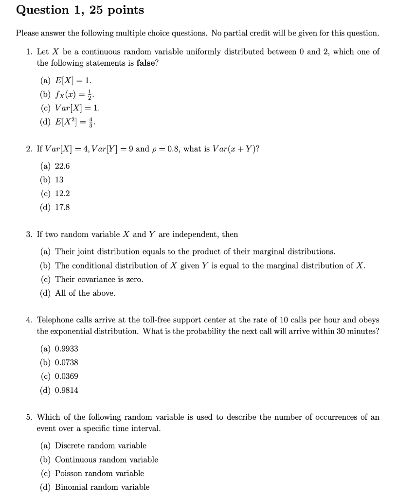 Solved Question 1, 25 points Please answer the following | Chegg.com