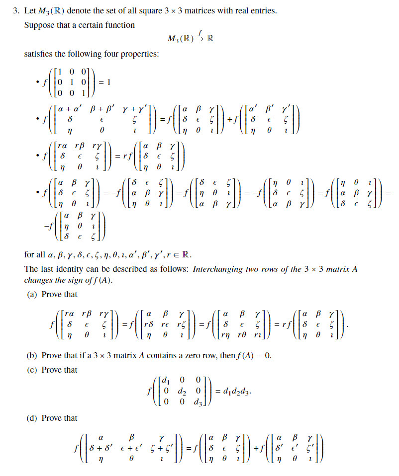 Solved 3 Let M3 R Denote The Set Of All Square 3 X 3 Ma Chegg Com