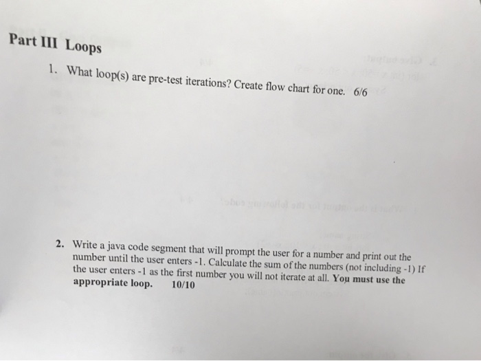 Solved Part III Loops 1. What loop(s) are pre-test | Chegg.com