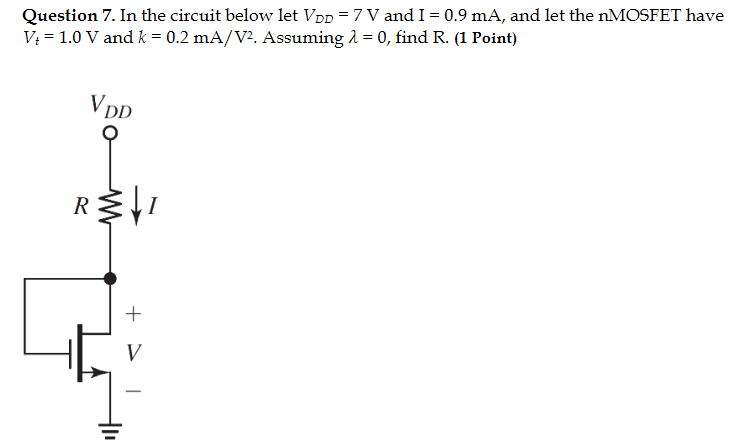 Solved Question 7. In the circuit below let Vpp = 7 V and I | Chegg.com
