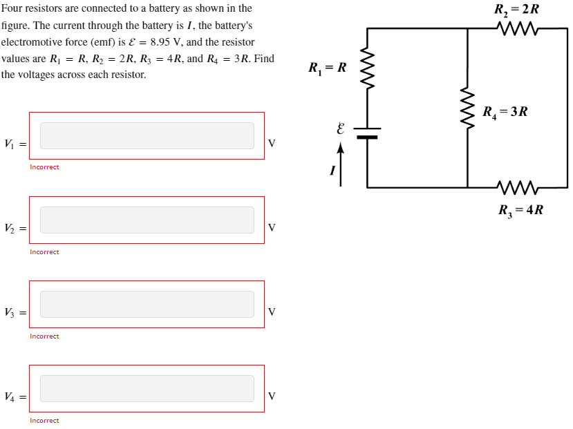 solved-four-resistors-are-connected-to-a-battery-as-shown-in-chegg
