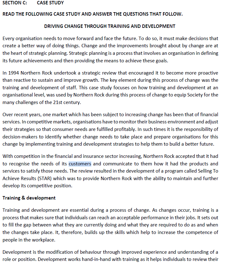 Solved SECTION C: CASE STUDY READ THE FOLLOWING CASE STUDY | Chegg.com