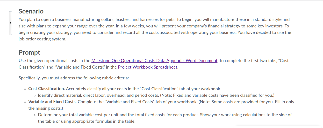 Solved Scenario You plan to open a business manufacturing