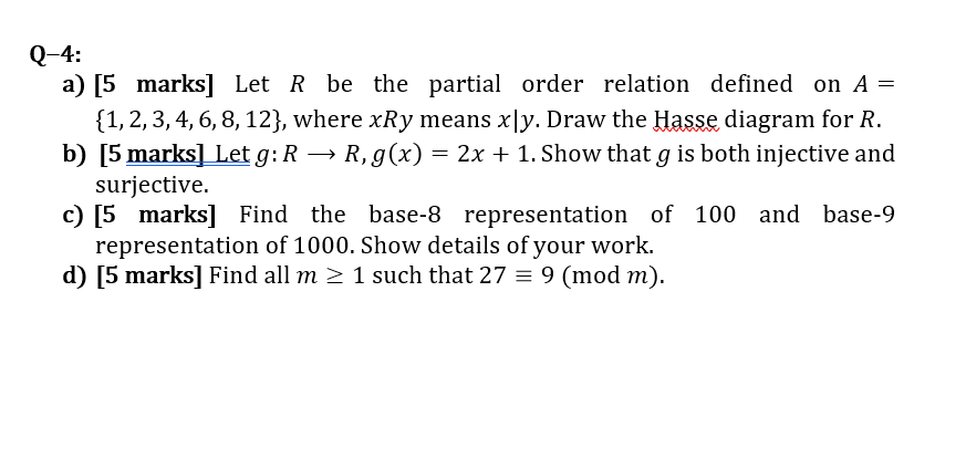 Solved Q-4: A) [5 Marks] Let R Be The Partial Order Relation | Chegg.com