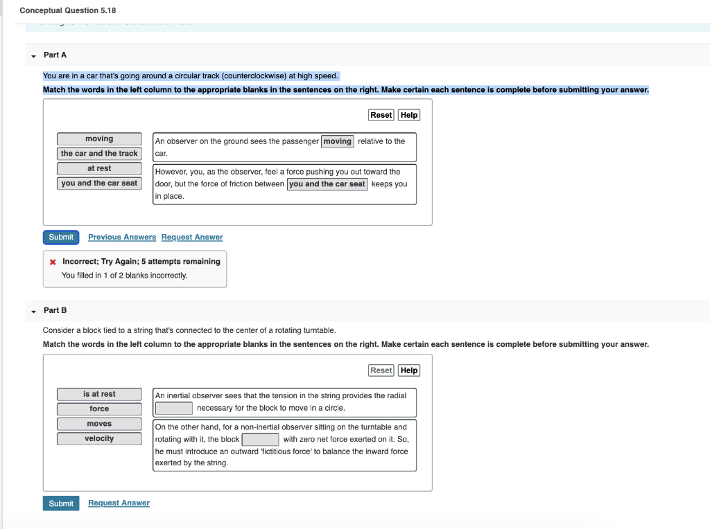 Solved Conceptual Question 5.18 Part A You are in a car | Chegg.com