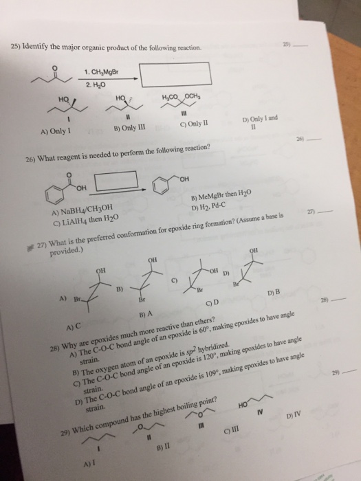 Solved 25) Identify the major organic product of the | Chegg.com