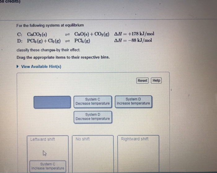 Solved 58 credits) For the following systems at equilibrium | Chegg.com