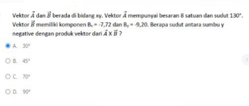 Solved Vektor A Dan B Berada Di Bidang Xy. Vektor A | Chegg.com