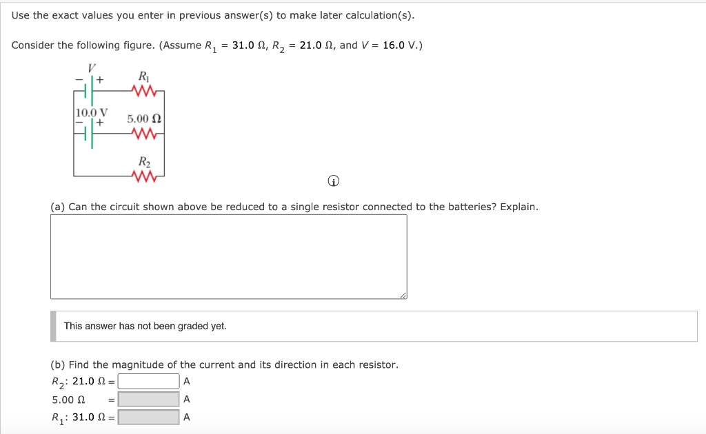 Solved Use the exact values you enter in previous answer(s) | Chegg.com