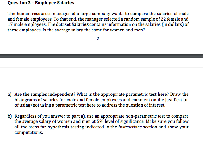 Solved Question 3 - Employee Salaries The human resources | Chegg.com