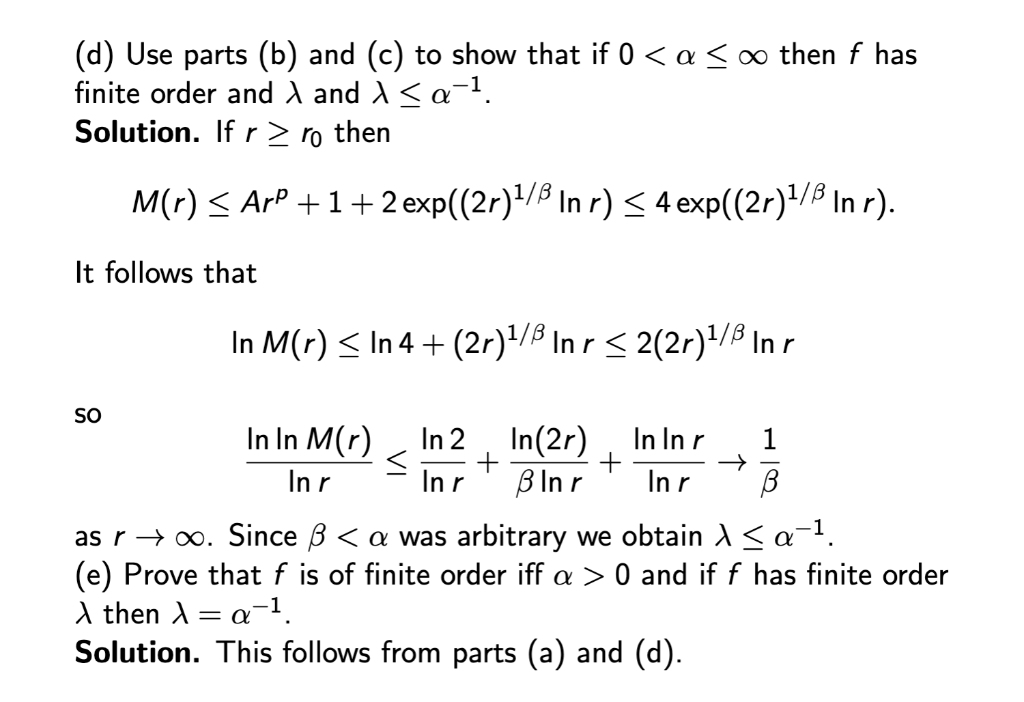 1 Find The Order Of The Entire Functions F Z Chegg Com