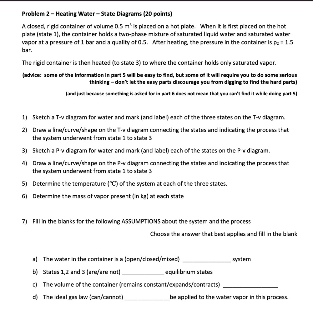 Solved Problem 2 - Heating Water - State Diagrams (20 