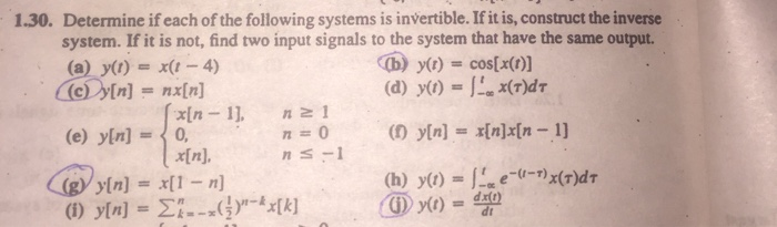 Solved 1.30. Determine if each of the following systems is | Chegg.com