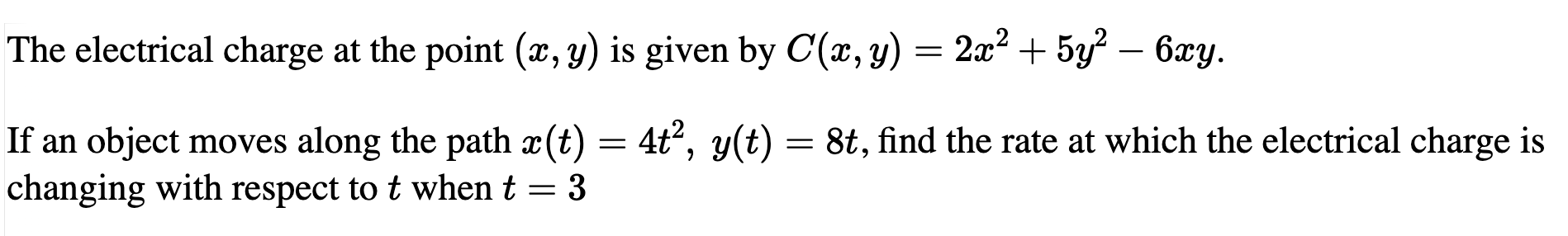Solved The electrical charge at the point (x,y) ﻿is given by | Chegg.com