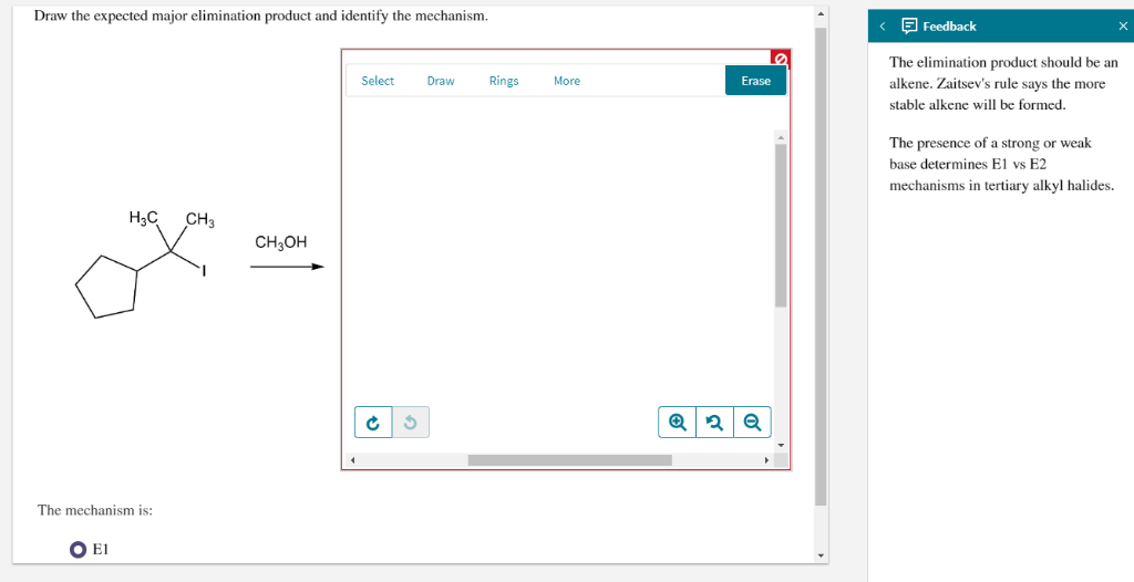 Solved Draw the expected major elimination product and