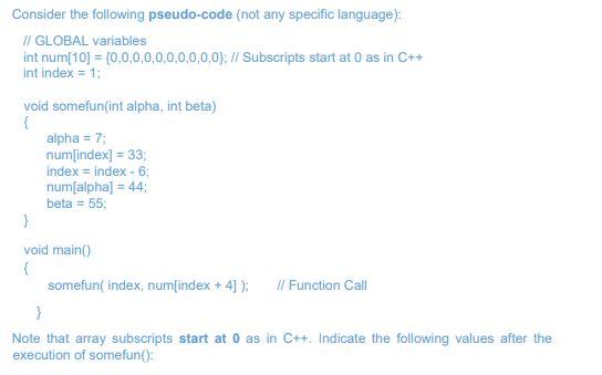 Solved Consider the following pseudo-code (not any specific | Chegg.com