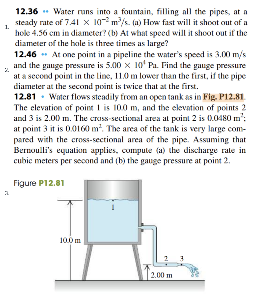Solved 1. 2. 12.36 Water runs into a fountain, filling all
