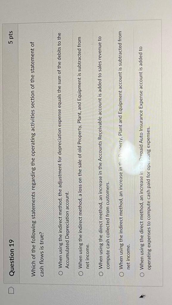 Solved Question 19 5pts Which of the following statements | Chegg.com