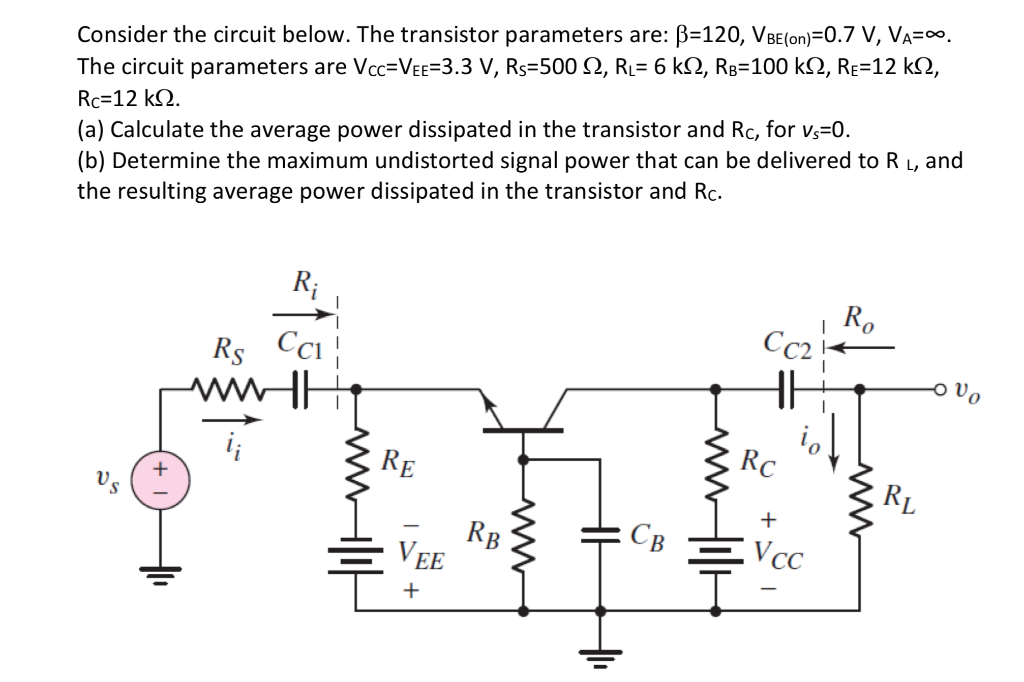 Consider the circuit below. The transistor parameters