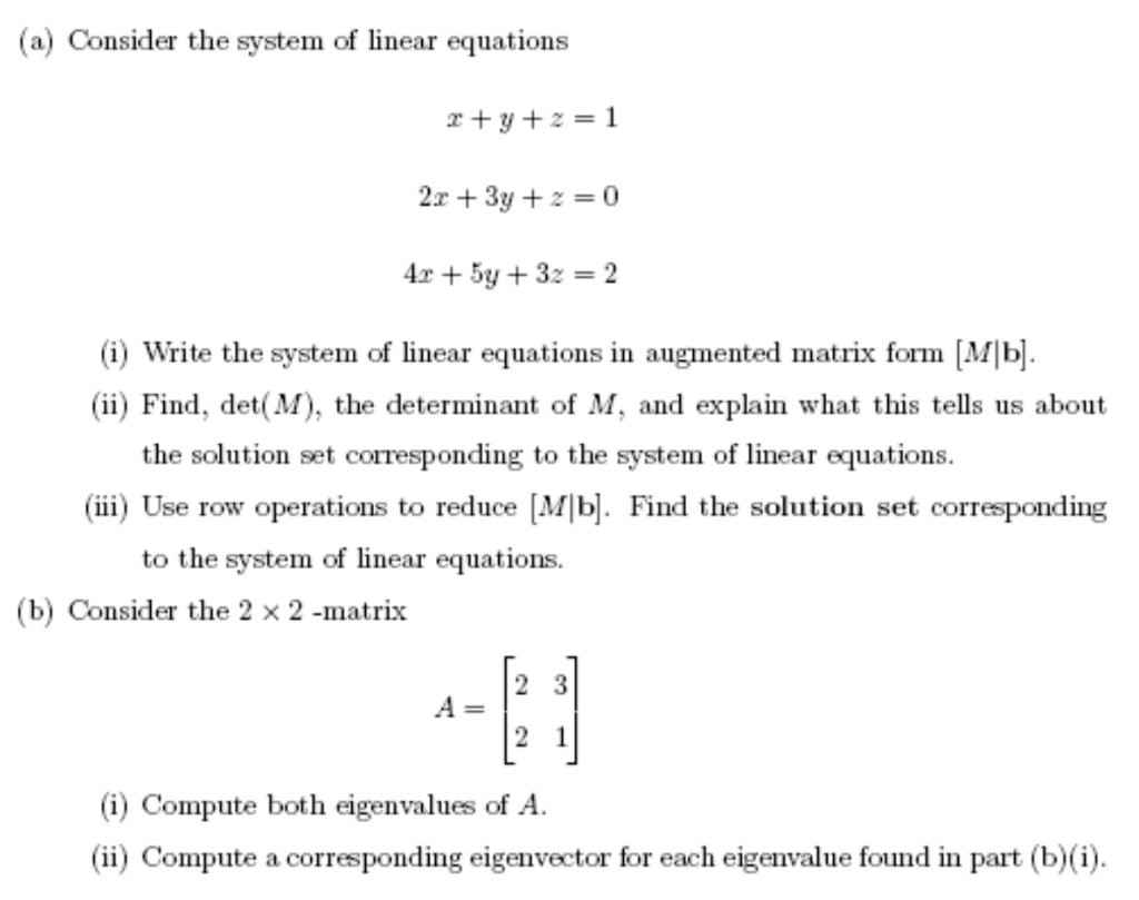 Solved (a) Consider the system of linear equations 2 + y +2 | Chegg.com