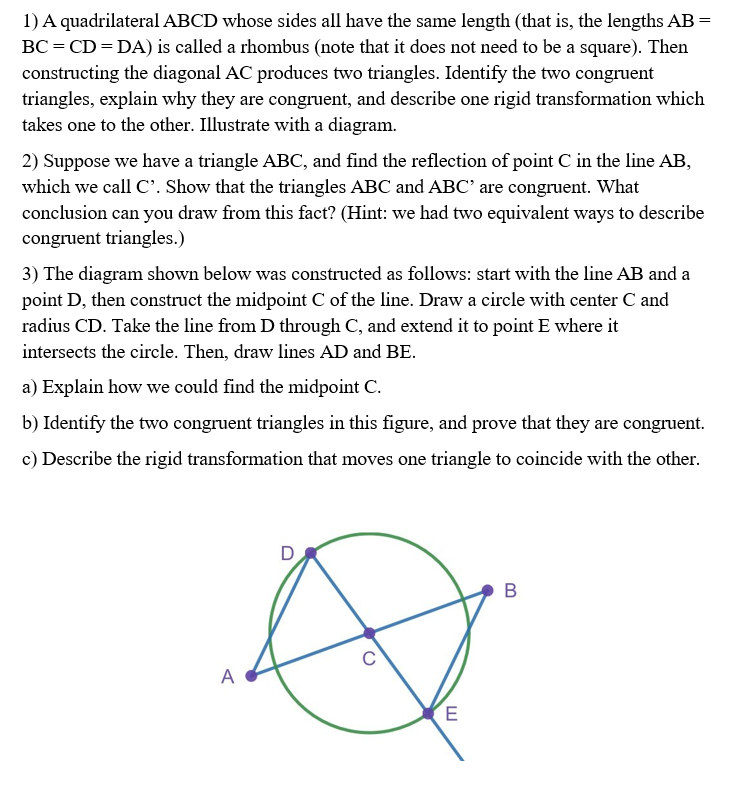 Solved 1 A quadrilateral ABCD whose sides all have the same