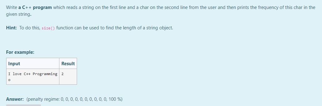 Solved Write a C++ program which reads a string on the first | Chegg.com