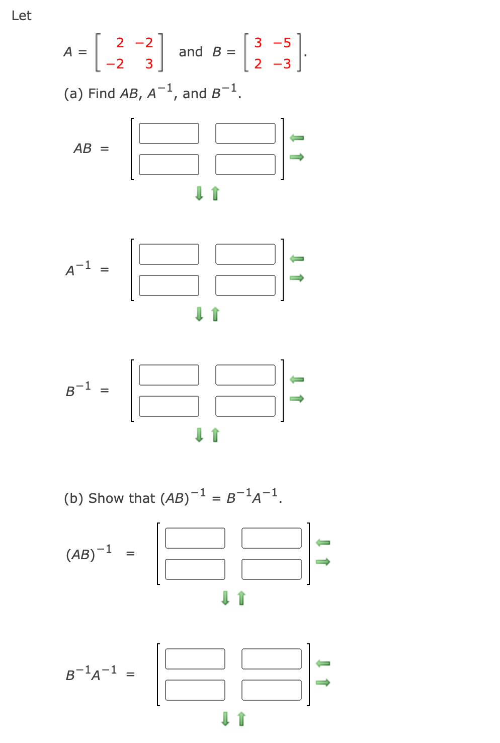 Solved Let -2 3 -5 A = -- 1 2 3] And 8- (2-3) B = -2 2 (a) | Chegg.com