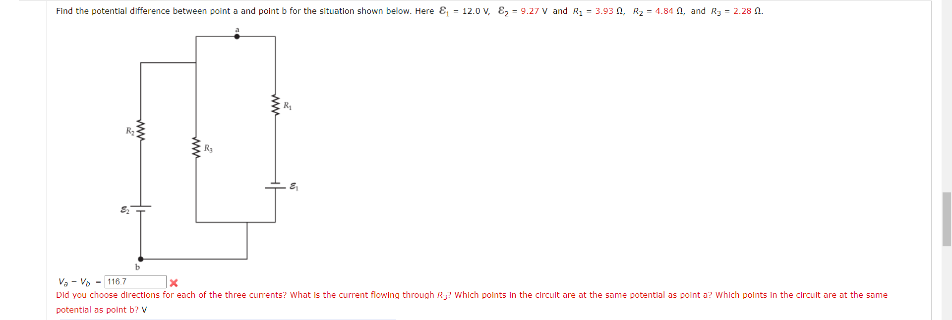 Solved Find the potential difference between point a and | Chegg.com