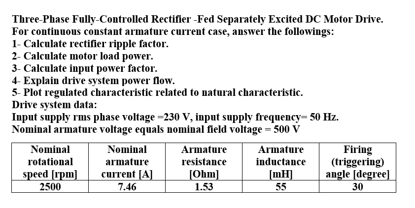 Three Phase Fully Controlled Rectifier Fed Chegg