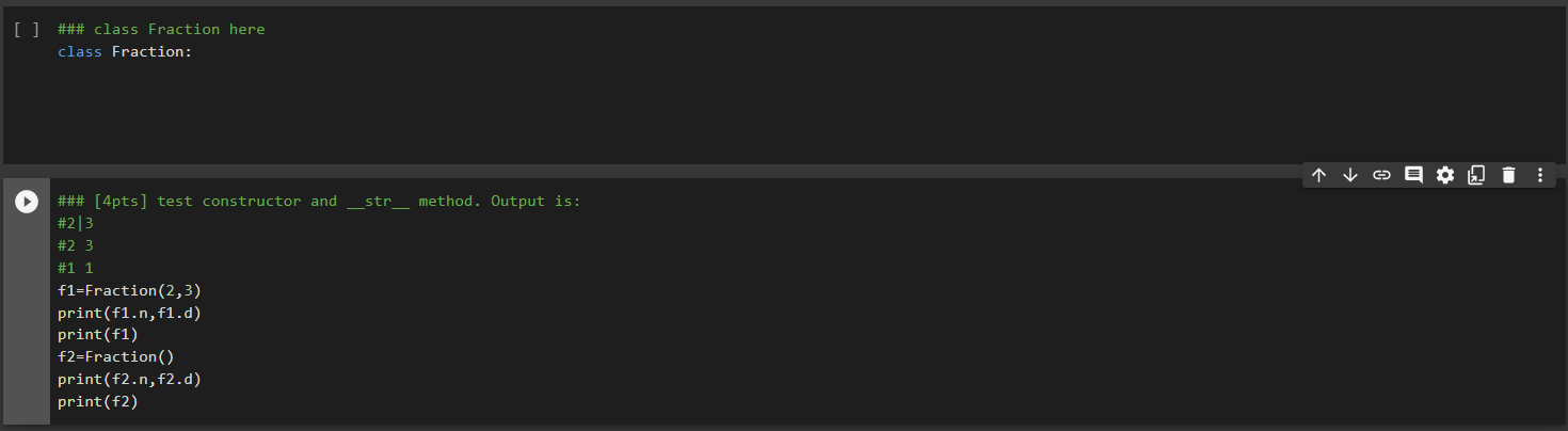 Solved [] ### class Fraction here class Fraction: 1 method. | Chegg.com