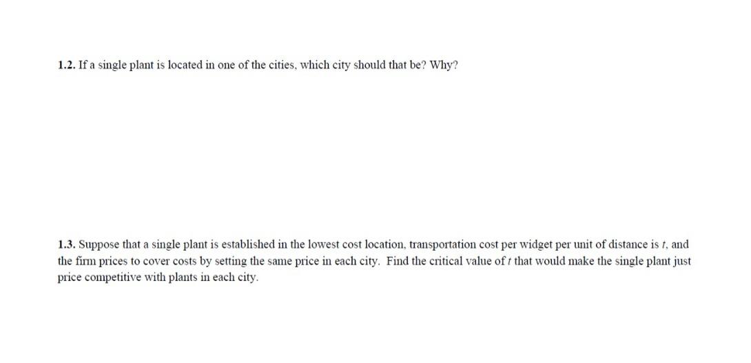 Solved Question 1. Consider 3 Cities. A. B. And C Located | Chegg.com