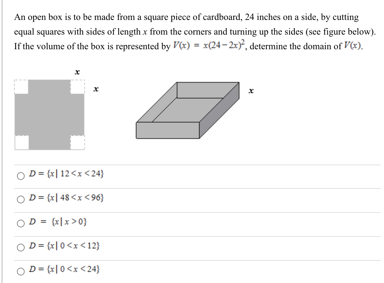 Solved An Open Box Is To Be Made From A Square Piece Of C Chegg Com