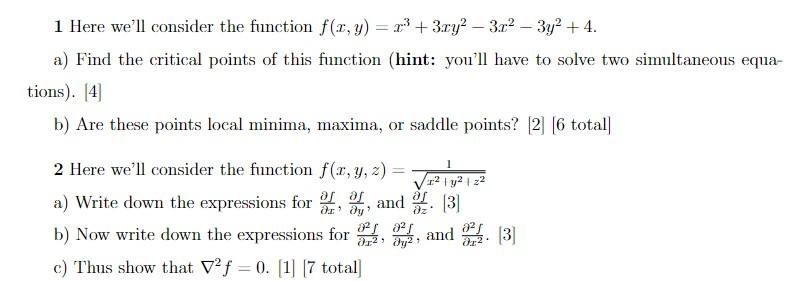 Solved 1 Here we'll consider the function | Chegg.com