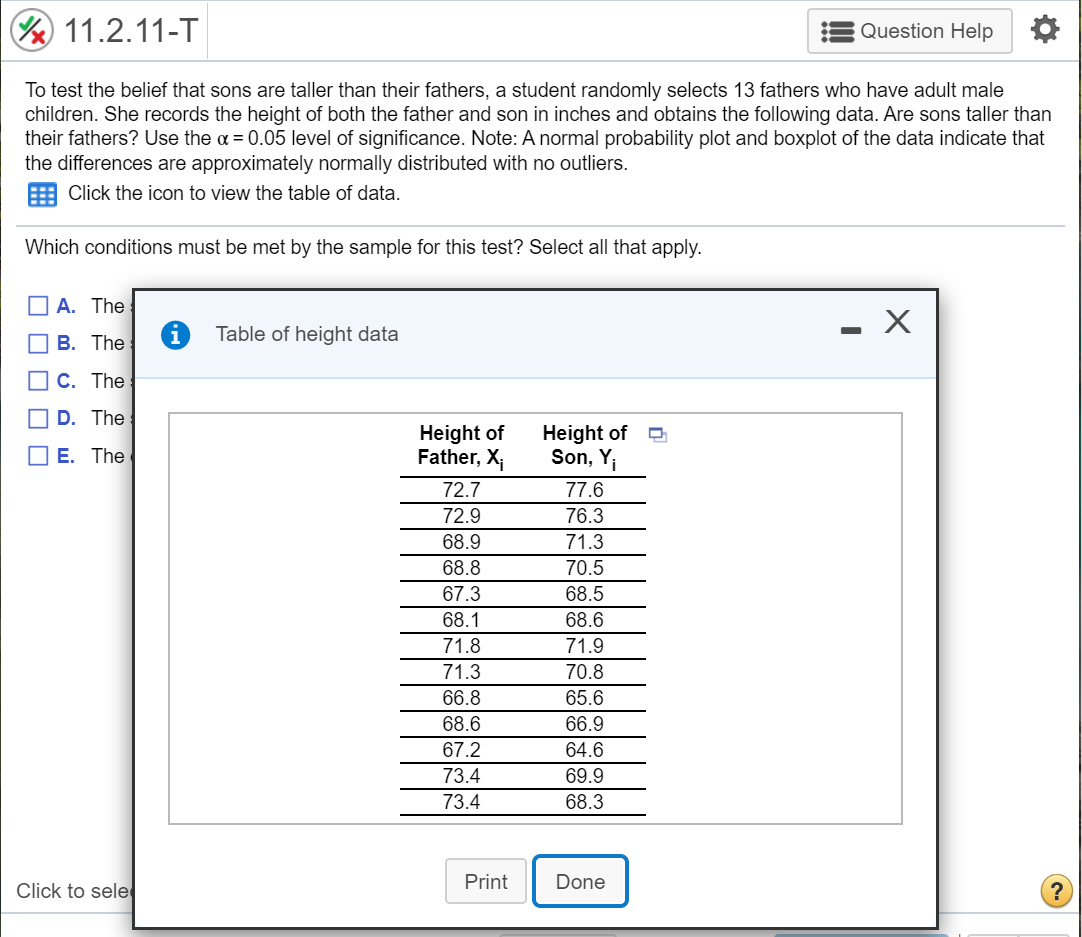 11 2 11 T S Question Help To Test The Belief That Chegg Com