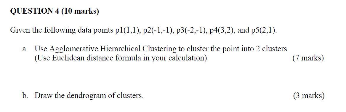 Solved QUESTION 4 (10 marks) Given the following data points | Chegg.com