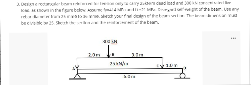 Solved 3. Design A Rectangular Beam Reinforced For Tension | Chegg.com