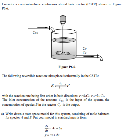 Solved Consider a constant-volume continuous stirred tank | Chegg.com