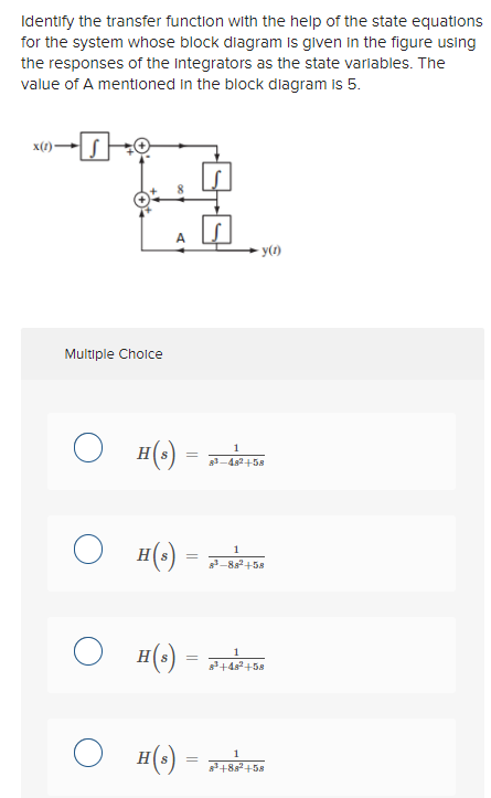 Solved Identify the transfer function with the help of the | Chegg.com