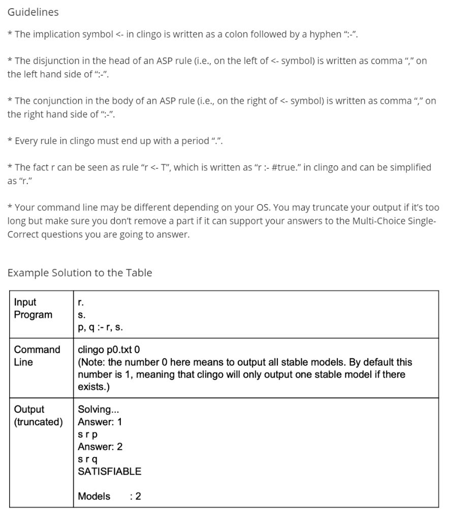 An example to illustrate problem-solving steps in ASP. Left: The