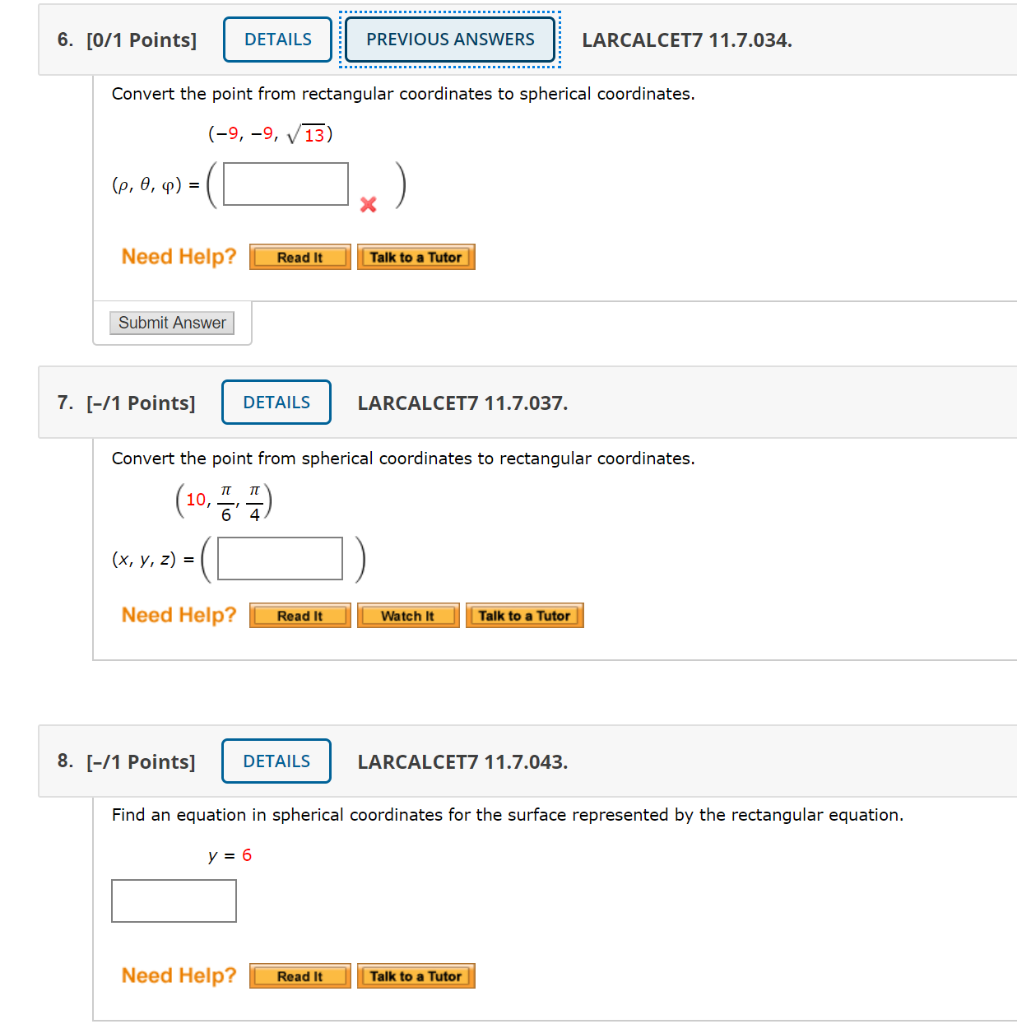 Solved 6. Convert the point from rectangular coordinates to | Chegg.com