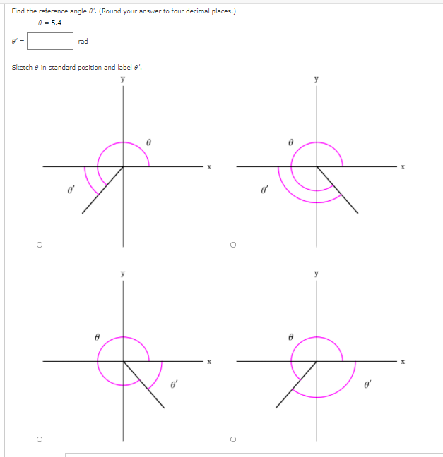 Solved Find the reference angle e' (Round your answer to