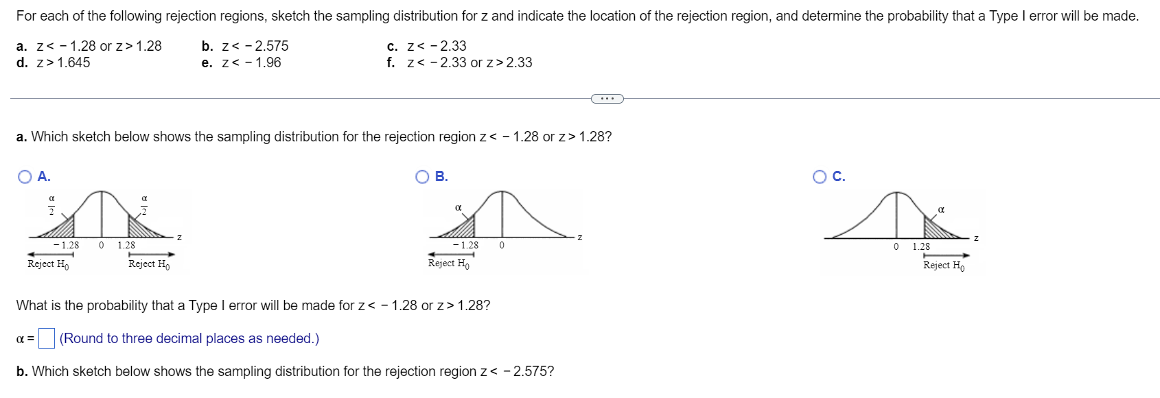 Solved For Each Of The Following Rejection Regions Sketch