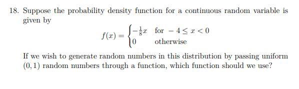 Solved 18. Suppose the probability density function for a | Chegg.com