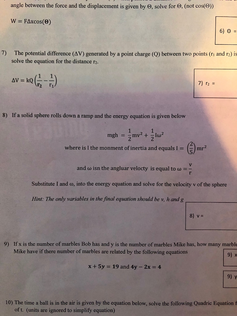 Solved Angle Between The Force And The Displacement Is Gi Chegg Com