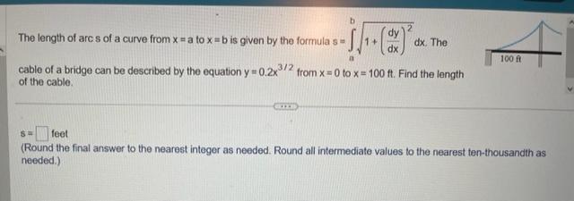 Solved The Length Of Arc S Of A Curve From X=a To X=b Is | Chegg.com